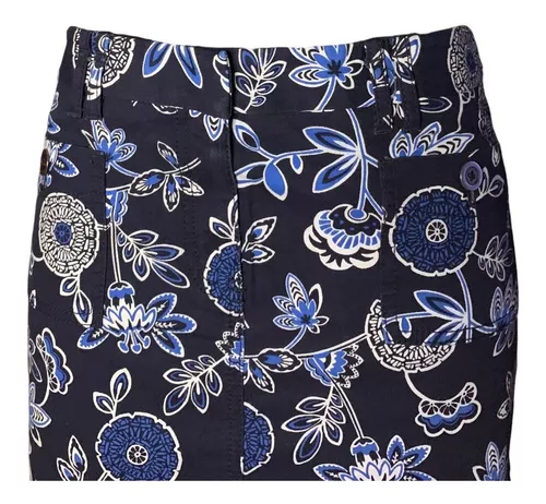 Falda Azul Estampada Con Flores Falda Marca Loft 5 Falda Azul Estampada Con Flores Falda Marca Loft – Image 3