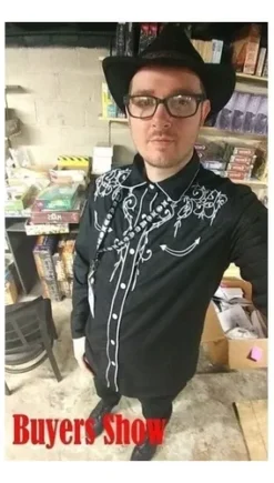 GENERIC Western Vaquero Camisa Hombres Marca Diseño Bordado Slim Fi -Lee || Dockers Soldes Boutique D NQ NP 680277 CBT69242410333 052023 O