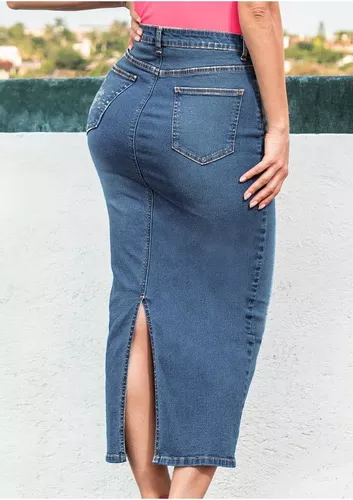 Falda De Mezclilla Larga Para Dama En Talla 15 Marca Andrea. 5 Falda De Mezclilla Larga Para Dama En Talla 15 Marca Andrea. – Image 3
