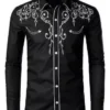 GENERIC Western Vaquero Camisa Hombres Marca Diseño Bordado Slim Fi