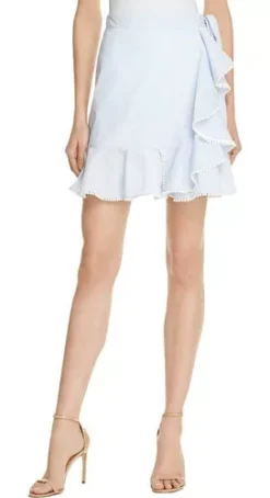 Falda Mini Celeste A Rayas Marca Aqua Talla M