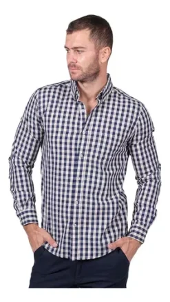 Camisa Cuadros Para Hombre Mod.b25205 Marca Bobois®