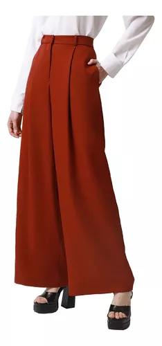 Pantalón Ancho Tiro Alto Para Mujer Mod.dprc0233 Marca Lob®
