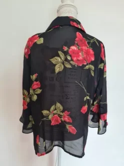 Camisa Mujer Negra Con Flores Rojas Manga 3/4 Talla Xl -Lee || Dockers Soldes Boutique D NQ NP 774736 MLM47481861718 092021 O