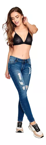 Jeans Con Detalle Desgastado Ilusión 45226