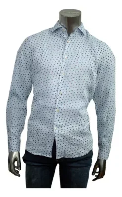 Camisa Marca Florentino De Hombre Regular Fit Lino Color Azu
