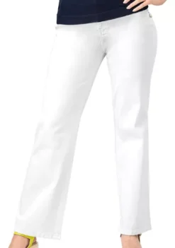 Jeans Casual Andrea De Algodón Pierna Amplia De Dama Blanco