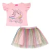 Conjunto Falda Multicolor Unicornio Marca Barbie Para Niña