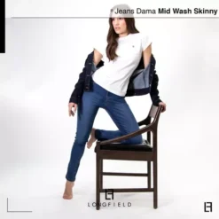 Jeans Para Dama Estilo Mid Wash Skinny Marca Longfield Moda