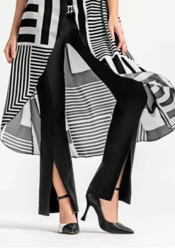 Pantalón Casual Andrea Tiro Alto Con Abertura De Dama Negro