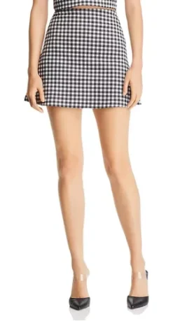 Falda Mini Linea A Cuadros Blanco Y Negro Marca Aqua Talla L